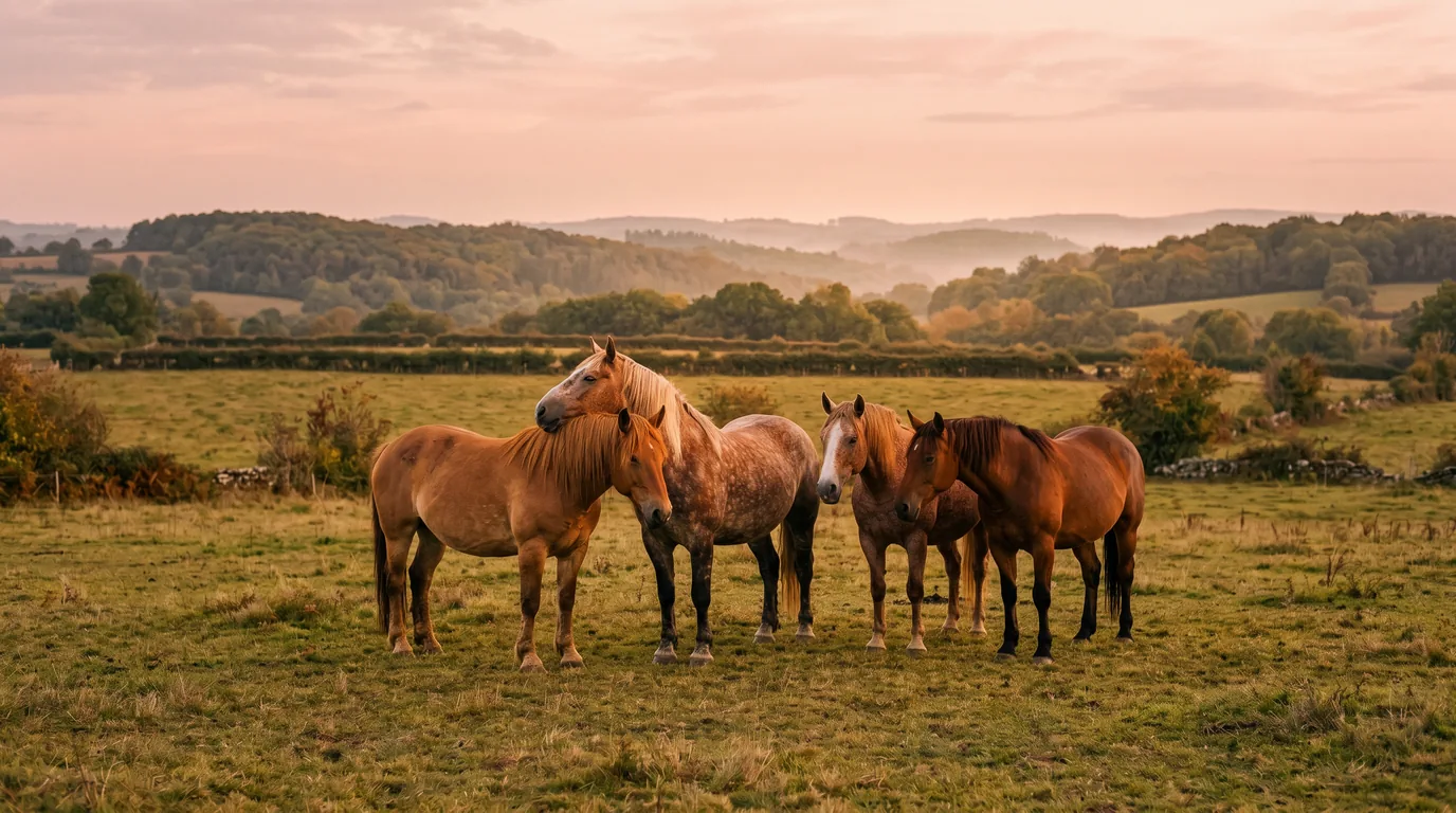 Les chevaux du Poney Club & Écuries des 4 Temps en liberté, Dordogne